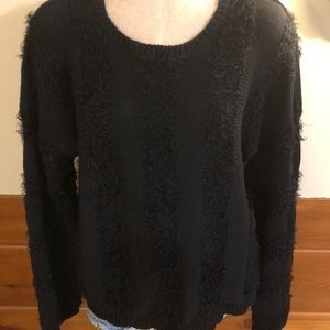 Black Slouchy Vans Soft Mohair Striped Sweater